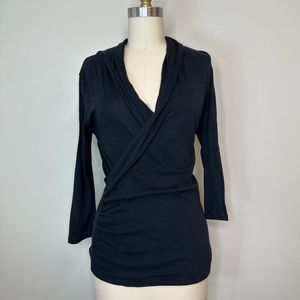 Michael Stars Black Faux Wrap Top
